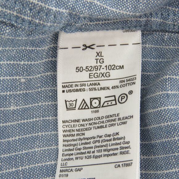 GAP Men's Blue Button Down Shirt Standard Fit Stretch Dress Shirt Large Preppy - Picture 5 of 7